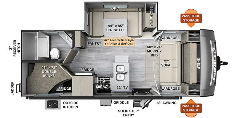 2023 Forest River Rockwood Mini Lite 2509S floor plan