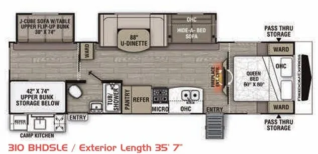Coachmen Freedom Express Maple Leaf Edition 310 BHDSLE floor plan