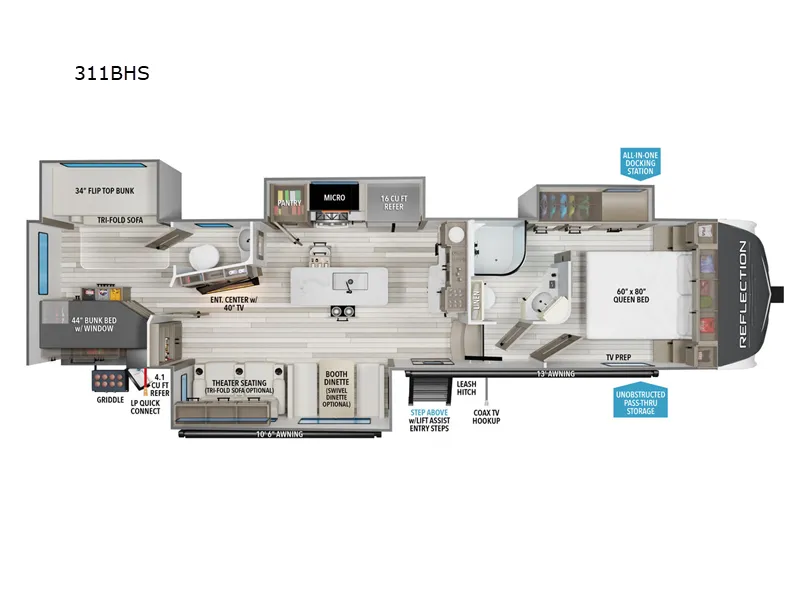 2019 Grand Design Reflection 311BHS - Floor plan