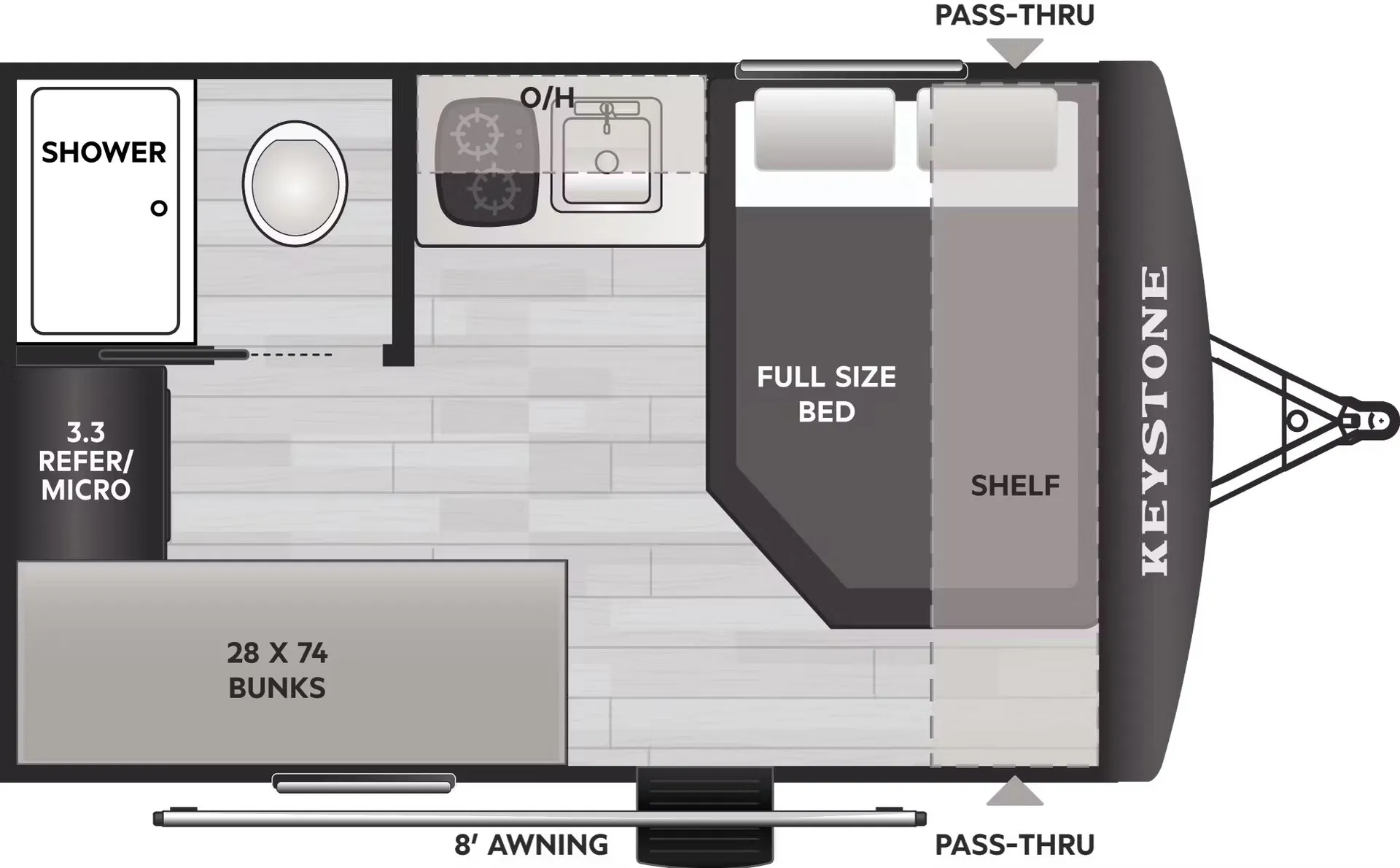 Keystone Hideout Mini 130BH floor plan
