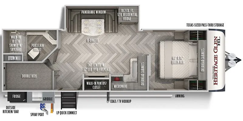Forest River Wildwood Heritage Glen 23BHHL floor plan