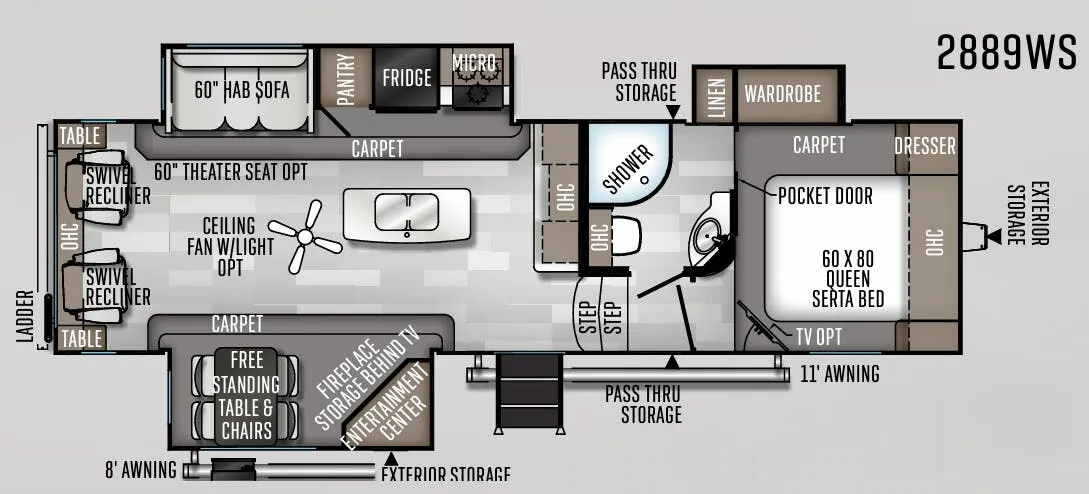 Forest River Rockwood Ultra Lite 2889WS floor plan