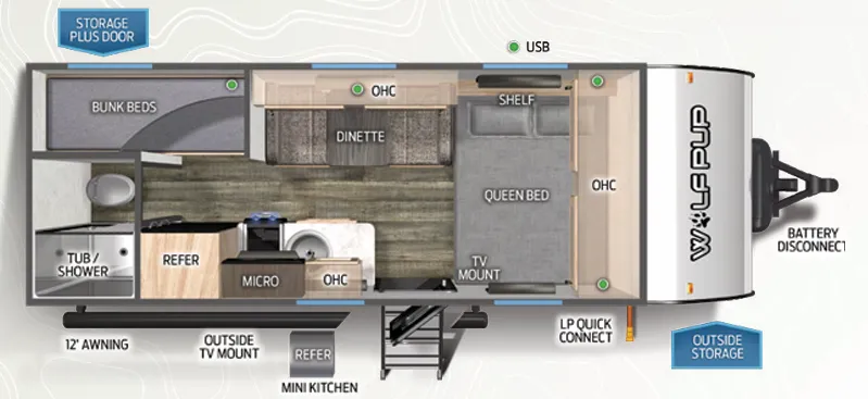 2024 Forest River Cherokee Wolf Pup 16BHSW - Floor plan