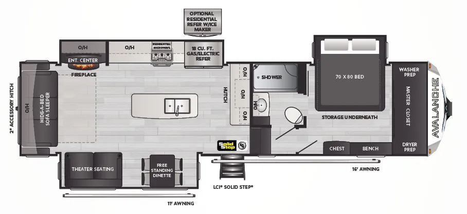Keystone Avalanche 322RL floor plan