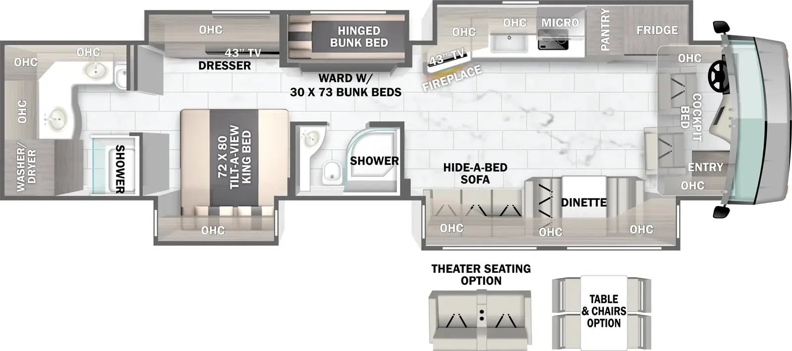 Forest River Berkshire XLT 45A floor plan