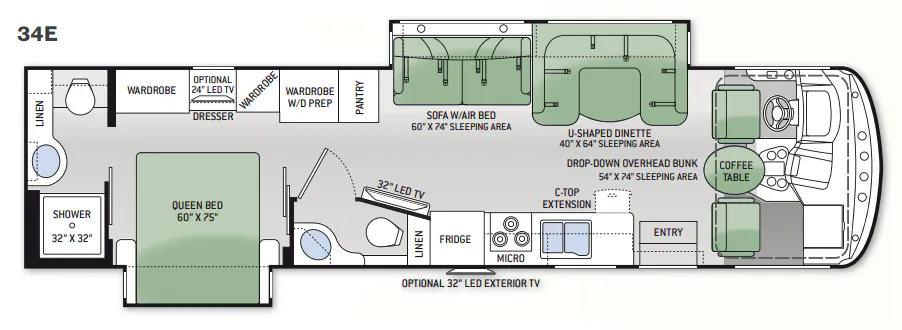 Thor Motor Coach Hurricane 34E floor plan