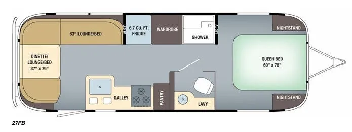 Airstream Globetrotter 27FB floor plan