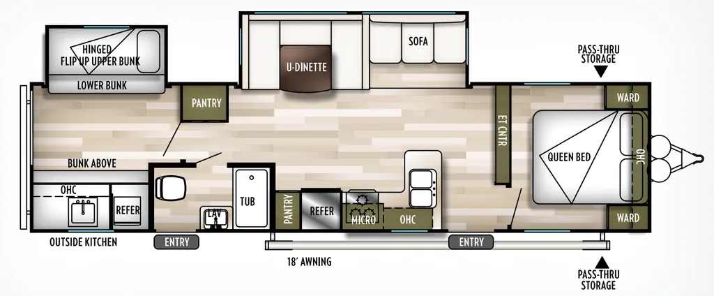 2019 Forest River Wildwood 32BHDS floor plan