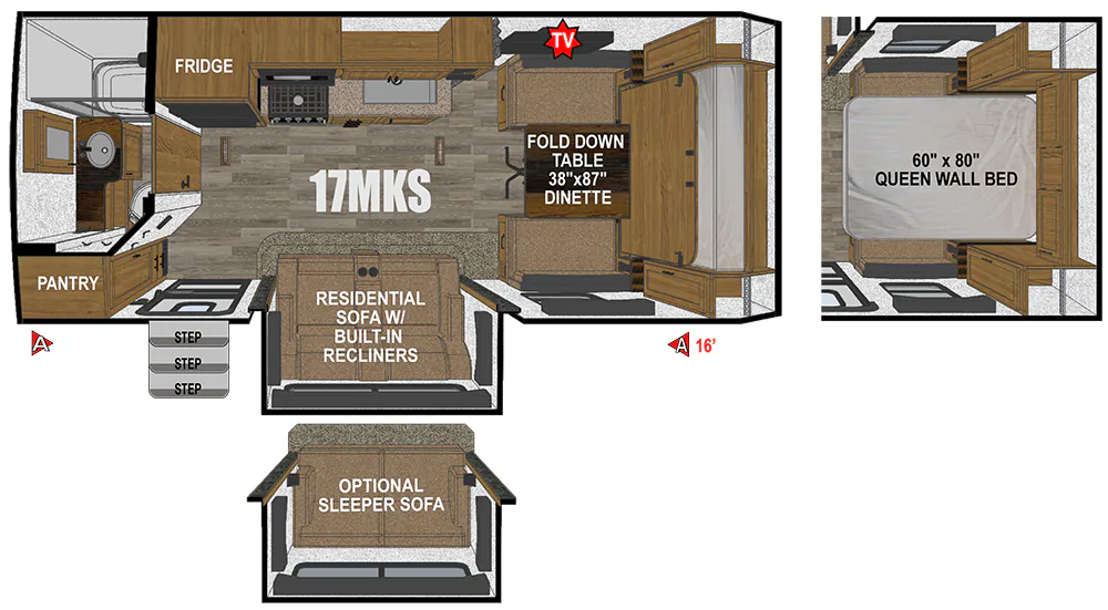 Outdoors RV Creek Side Titanium Series 17MKS floor plan