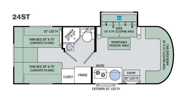 Thor Motor Coach Siesta Sprinter 24ST floor plan