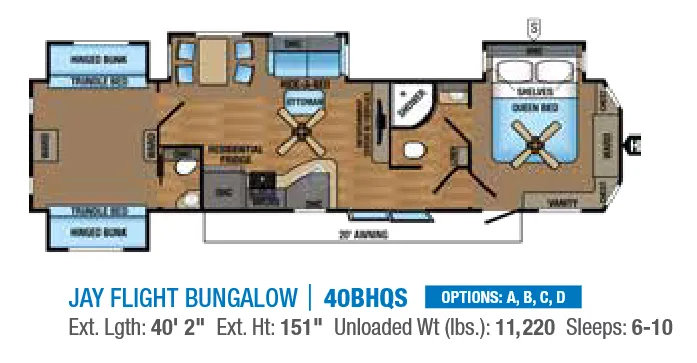 Jayco Jay Flight Bungalow 40BHQS floor plan