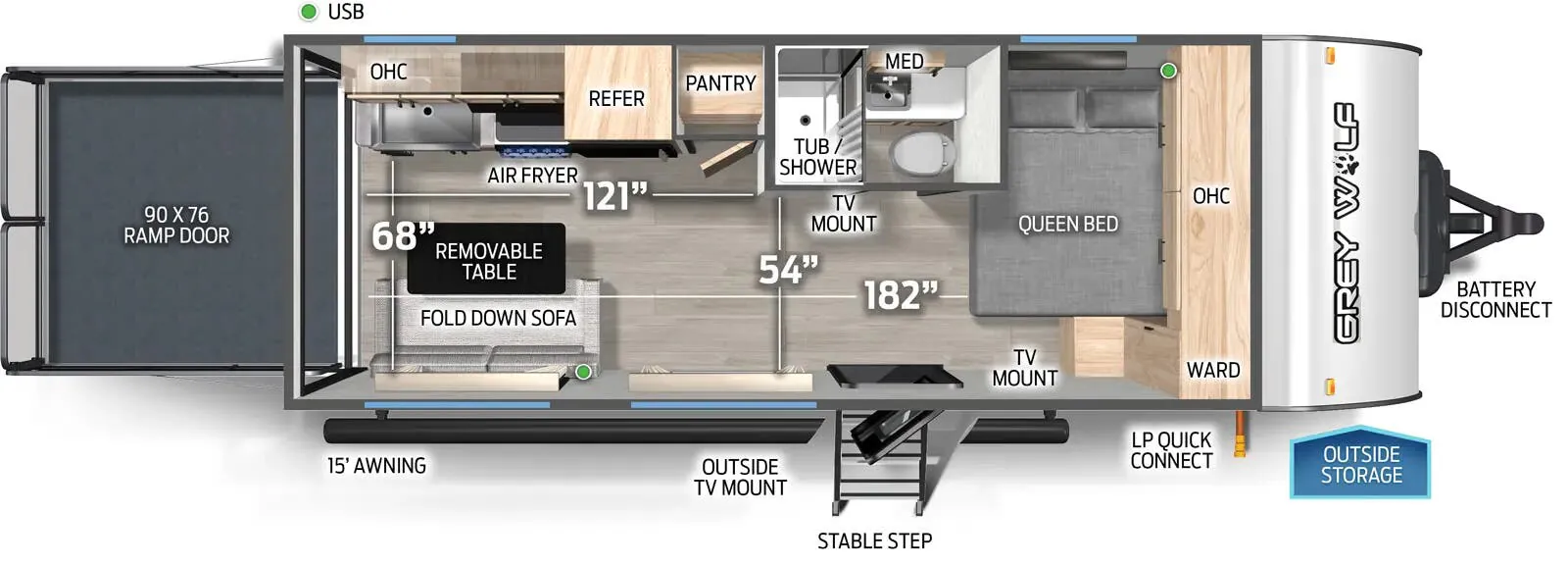Forest River Cherokee Grey Wolf Black Label 18RRBL floor plan