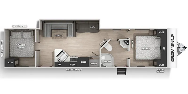 2021 Forest River Cherokee Grey Wolf 29QB floor plan