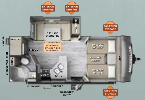 2023 Forest River Flagstaff Micro Lite 22TBS - Floor plan
