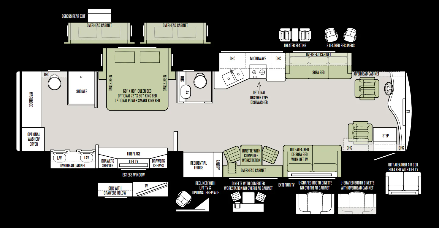 Tiffin Allegro Bus 40 IP floor plan