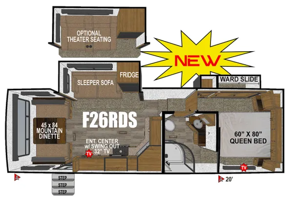 Outdoors RV Glacier Peak Titanium Series F26RDS floor plan