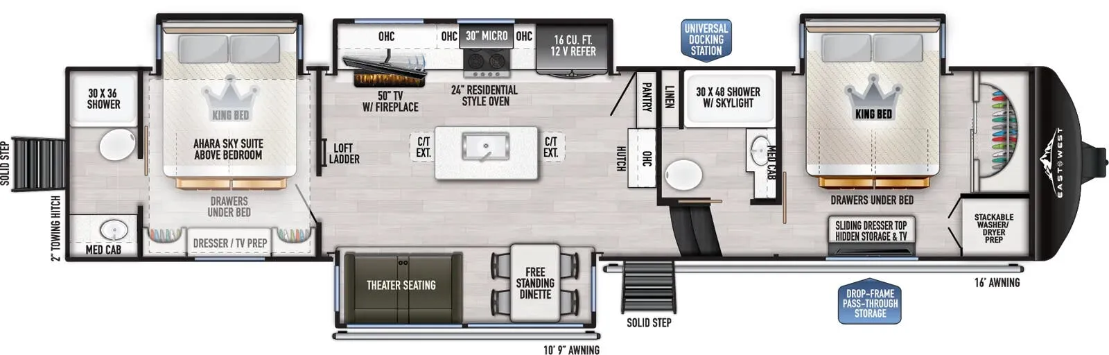 East to West Ahara 390DS floor plan