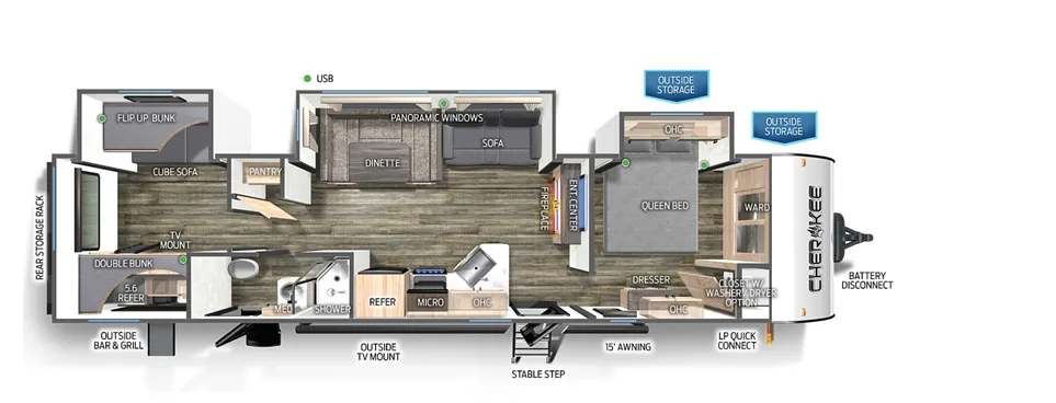 Forest River Cherokee Wolf Den Black Label 324TSBL floor plan