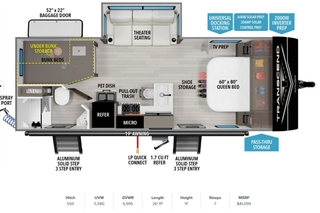 2026 Grand Design Transcend Xplor 23BHX floor plan