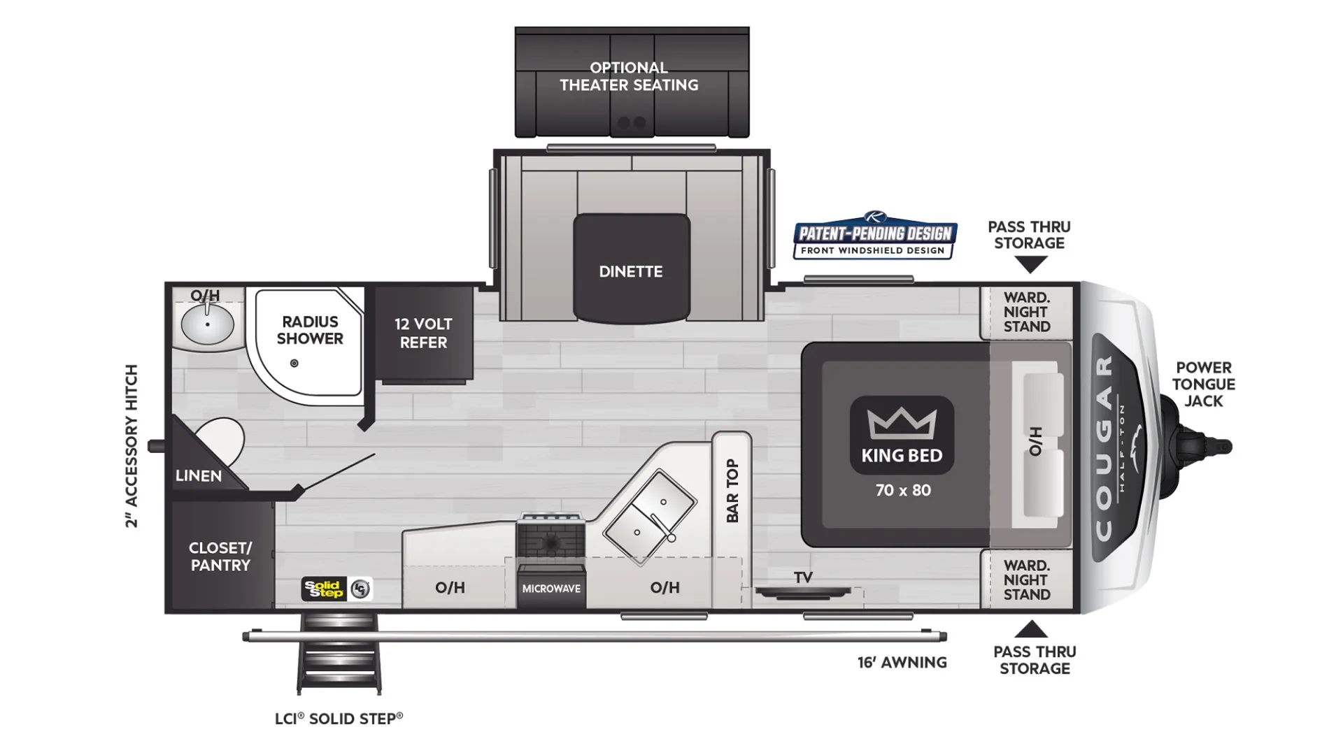 2019 Keystone Cougar Half Ton 22RBS - Floor plan
