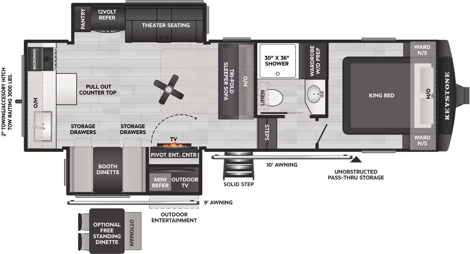 2026 Keystone Cougar Half-Ton 26RKE - Floor plan