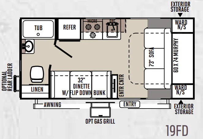 Forest River Flagstaff Micro Lite 19FD floor plan
