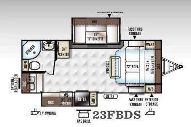 Forest River Flagstaff Super Lite 23FBDS floor plan