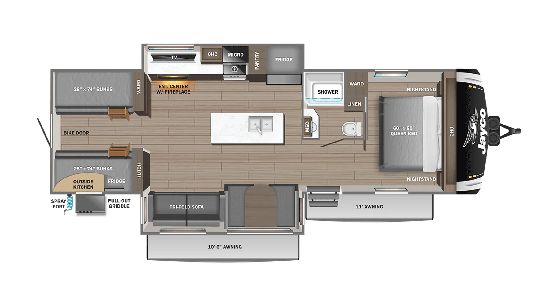 Jayco Jay Feather 32QBH floor plan