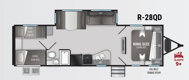 2021 Cruiser RV Radiance 28QD - Floor plan