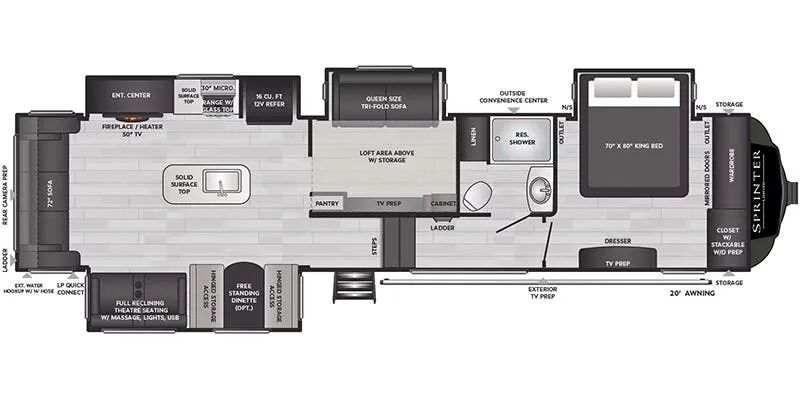Keystone Sprinter 3590LFT floor plan