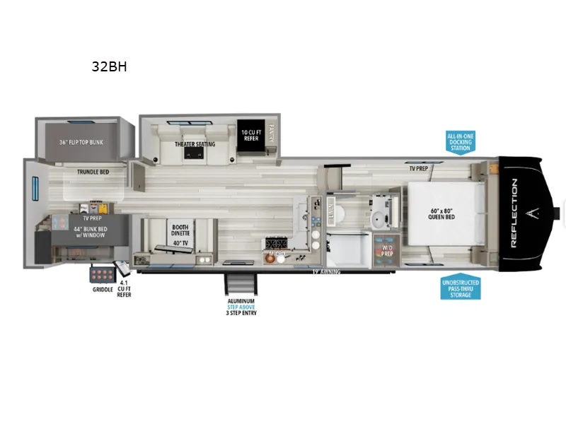 2026 Grand Design Reflection 100 Series 32BH - Floor plan