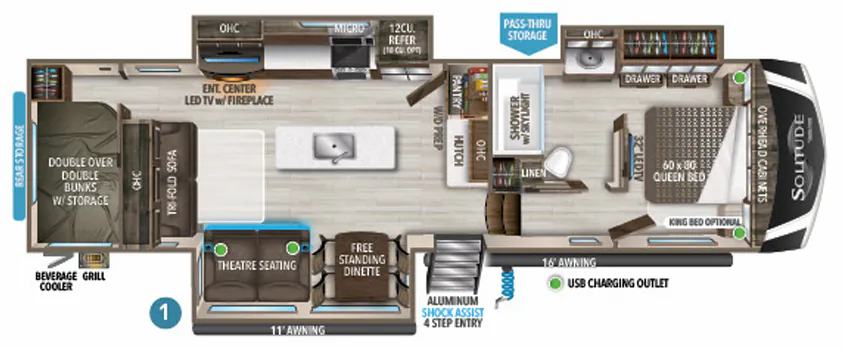 Grand Design Solitude S-Class 3550BH floor plan