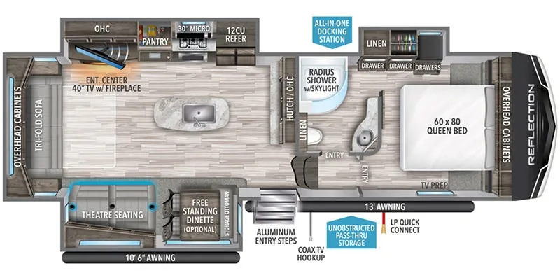 2023 Grand Design Reflection 303RLS - Floor plan