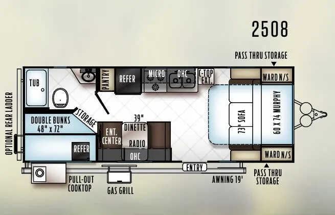 Forest River Rockwood Mini Lite 2508 floor plan