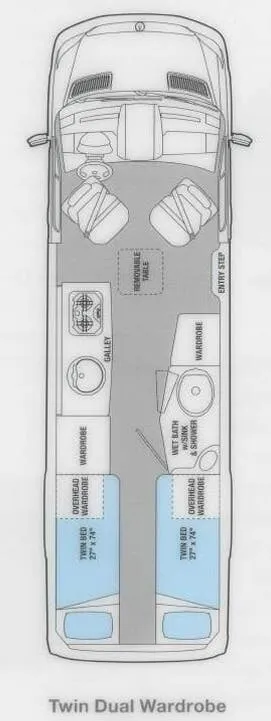 Airstream Interstate TWIN DUAL WARDROBE floor plan