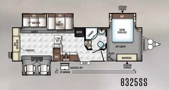 Forest River Rockwood Signature Ultra Lite 8325SS floor plan