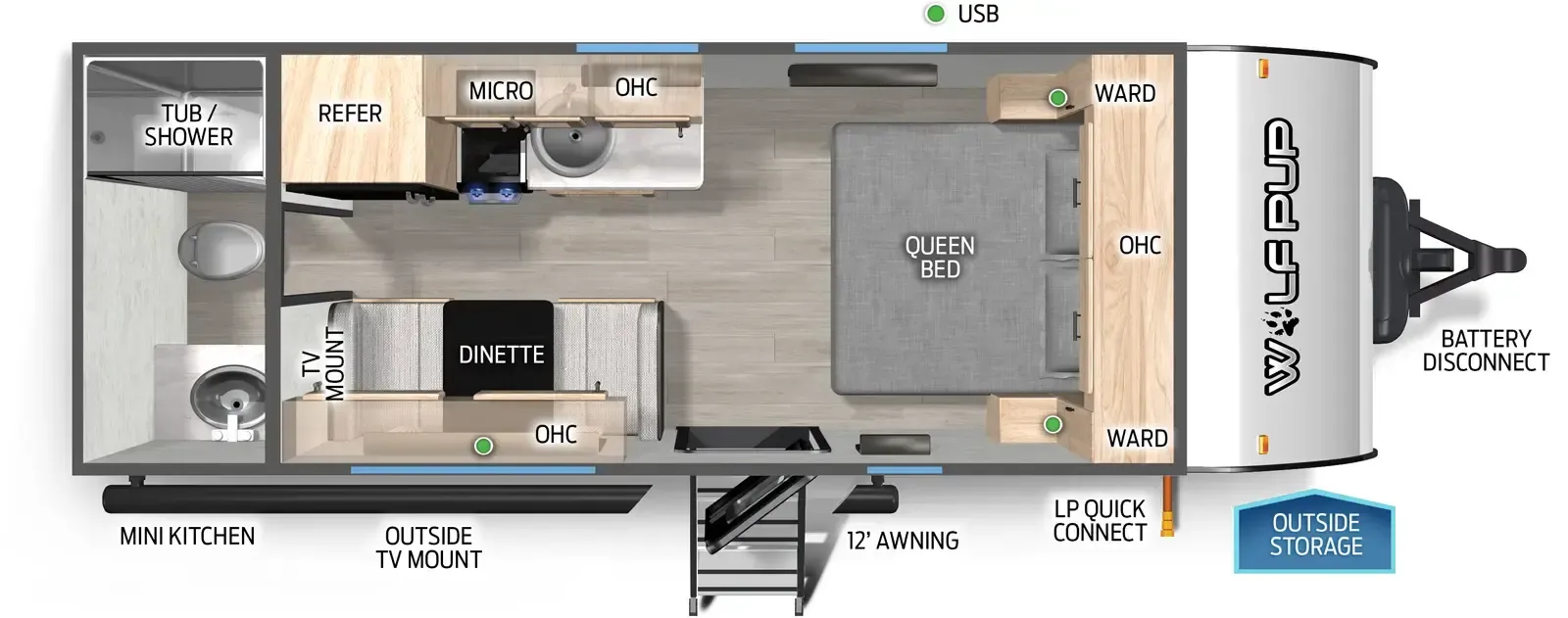 Forest River Cherokee Wolf Pup 16FQW floor plan