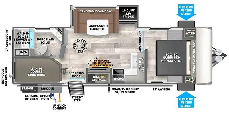 Forest River Wildwood Heritage Glen Hyper-Lyte 23BHHL floor plan