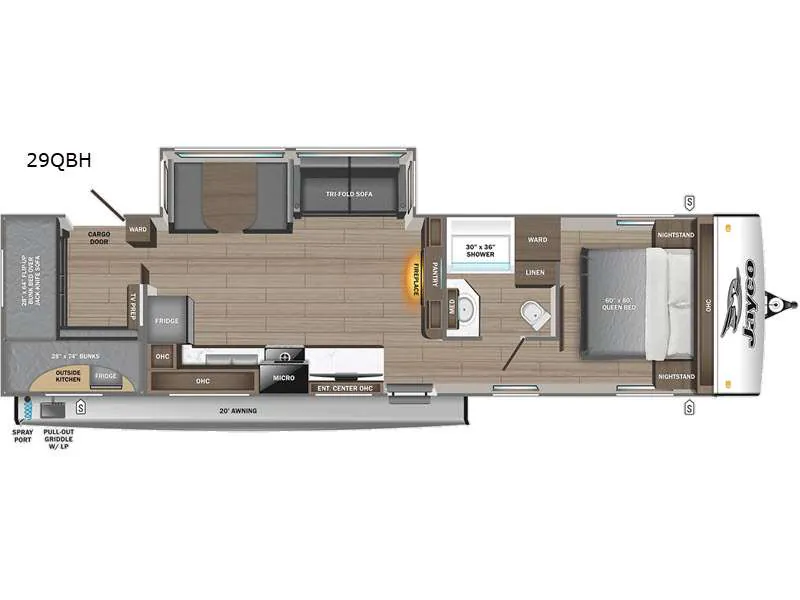 2025 Jayco Jay Feather 29QBH floor plan