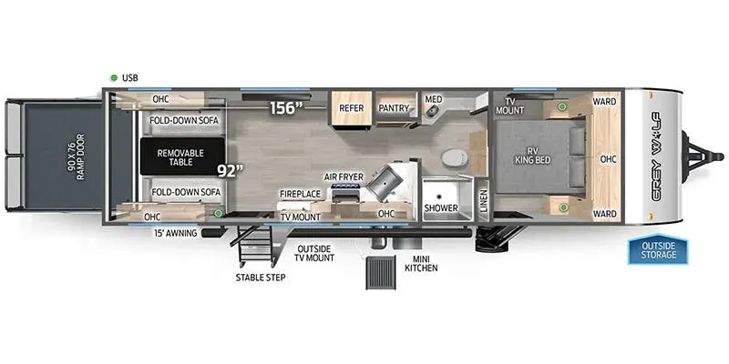 2025 Forest River Cherokee Grey Wolf 24RRT floor plan
