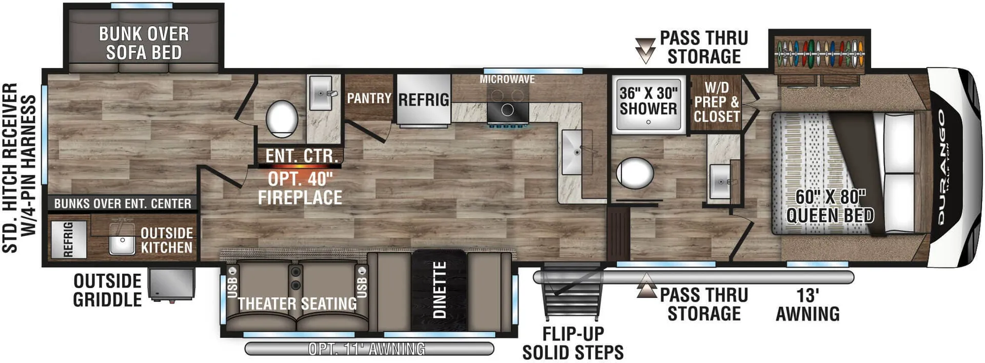 K-Z Durango Half-Ton D291BHT floor plan