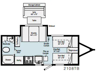 Winnebago Micro Minnie 2108TB floor plan