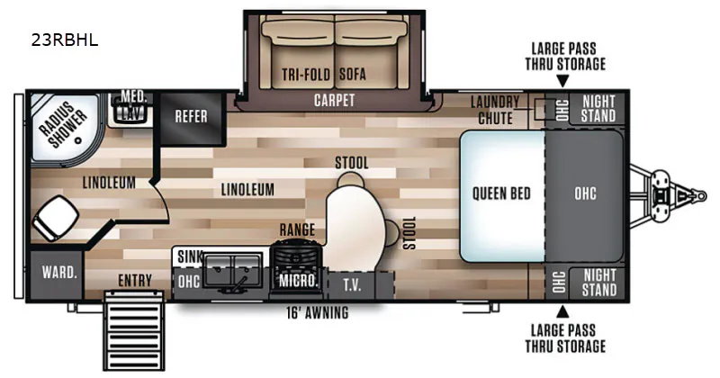 2019 Forest River RV Salem Hemisphere Hyper-Lyte 23RBHL - Floor plan