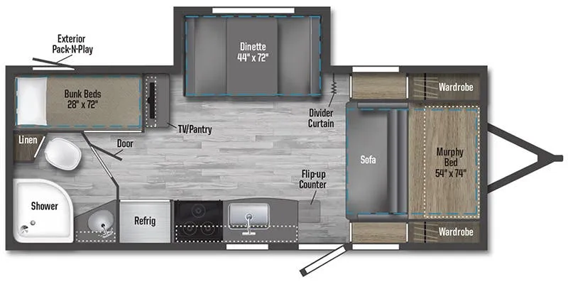 2023 Winnebago Micro Minnie 2306BHS - Floor plan