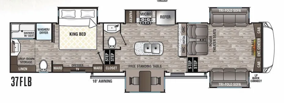 Forest River Cedar Creek Silverback 37FLB floor plan