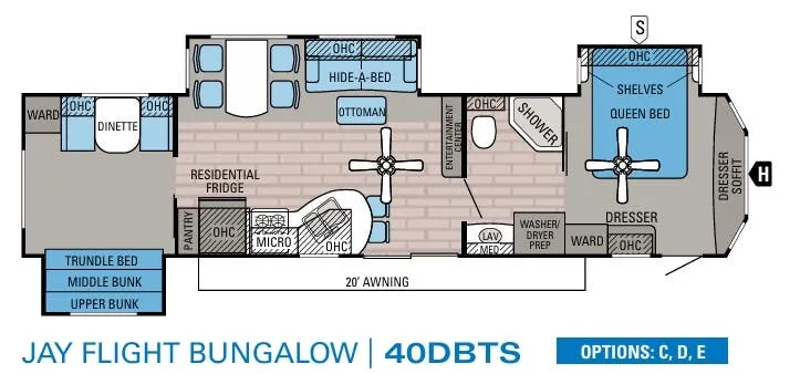 Jayco Jay Flight Bungalow 40DBTS floor plan