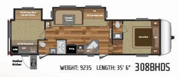 Keystone Hideout 308BHDS floor plan
