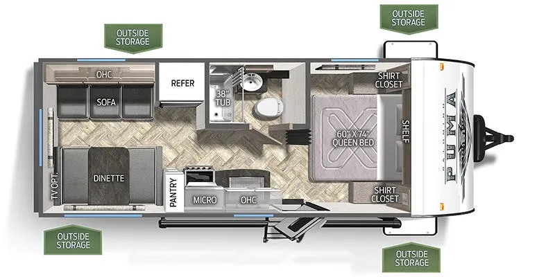 Palomino Puma XLE Lite 20RLC floor plan