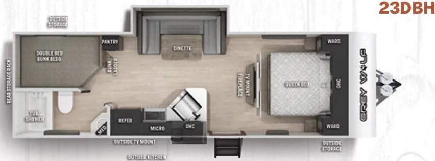 2021 Forest River Cherokee Grey Wolf 23DBH - Floor plan