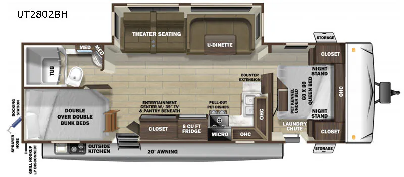 2020 Highland Ridge Open Range Ultra Lite UT2802BH - Floor plan